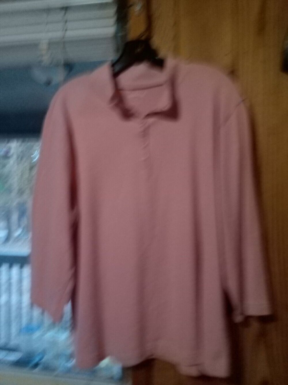 Orvis Women’s 3/4 Sleeve Pullover Shirt Cotton With Partial Snaps Peach XL